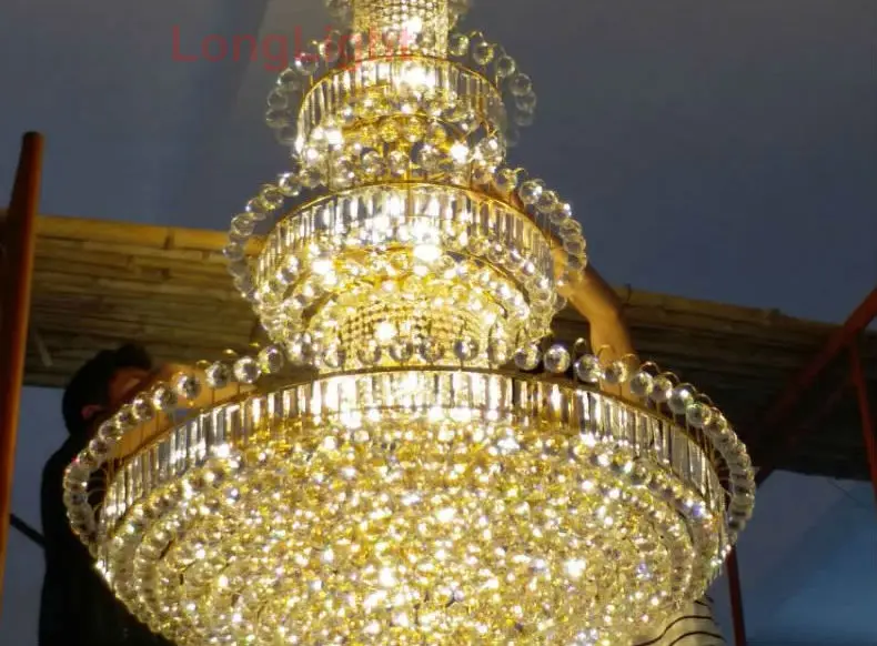 Современная хрустальная люстра освещение большой блеск K9 Led Золотая хрустальная люстра лампа высококлассная королевская гостиная отель