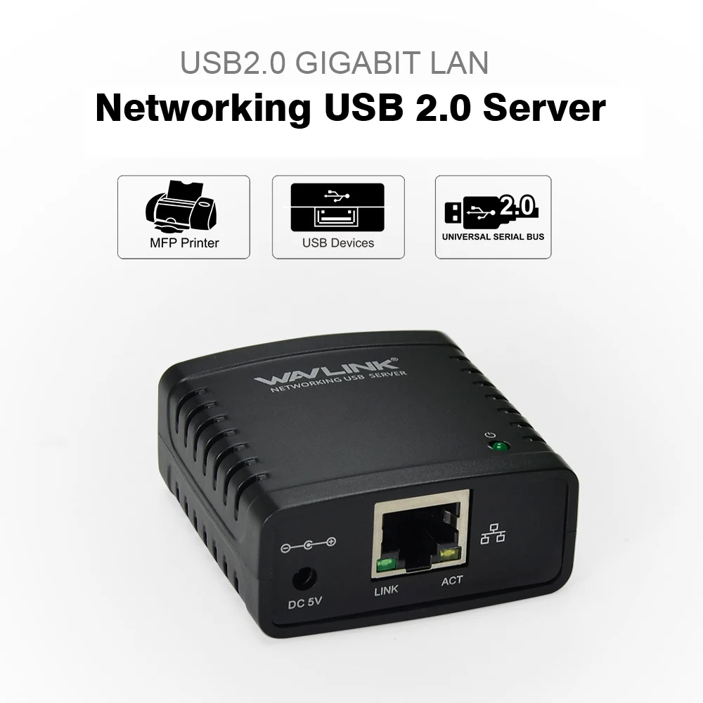 Wavlink USB 2.0 LRP خادم طباعة حصة LAN إيثرنت الشبكات طابعات الطاقة محول USB HUB 100 ميغابت في الثانية شبكة طباعة خادم لنا