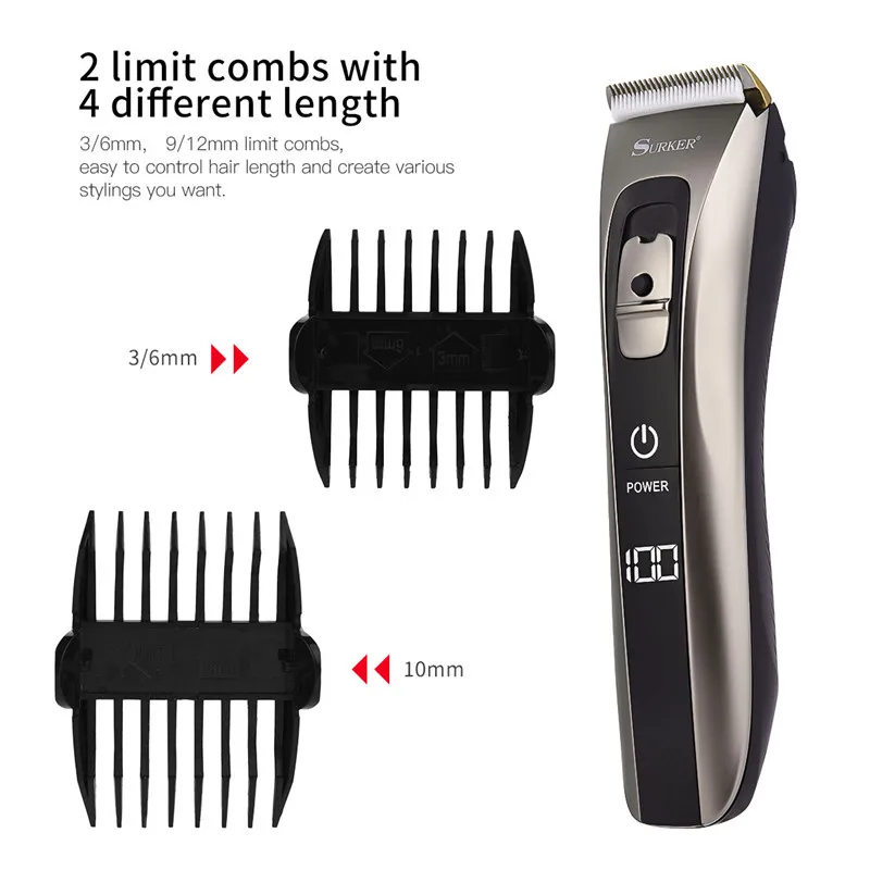 Водонепроницаемый триммер для волос керамический титановый сплав лезвие машинка для стрижки волос светодиодный дисплей USB перезаряжаемая электрическая Стрижка волос Парикмахерская
