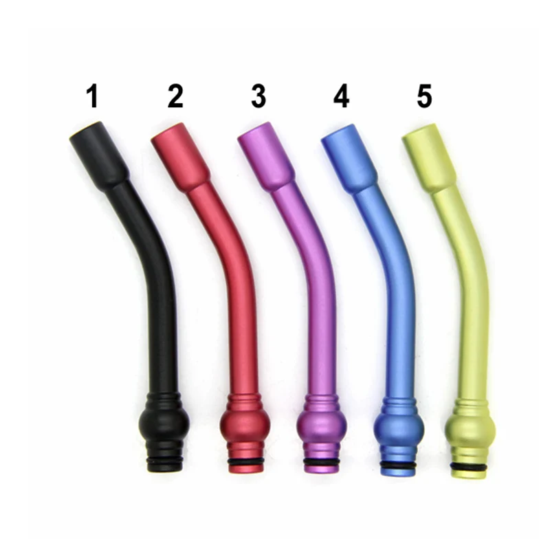 Aluminum 510 drip tip long curved bent mouthpiece for atomizer RDA RBA