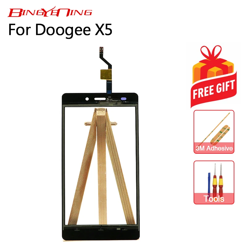BingYeNing For DOOGEE X5 /X5 Pro touch screen New Original Leo Digitizer Outer Glass Panel Replacement repair accessories | Мобильные
