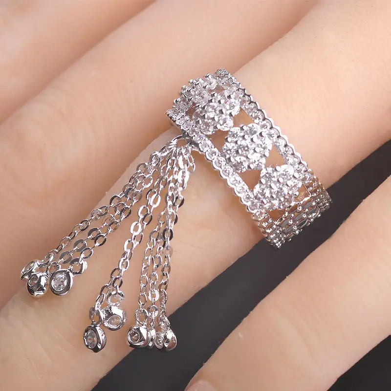 Blucome роскошные кольца с кубическим цирконием для женщин, фирменный дизайн, вечерние аксессуары-кисточки, медные кольца для женщин на свадьбу