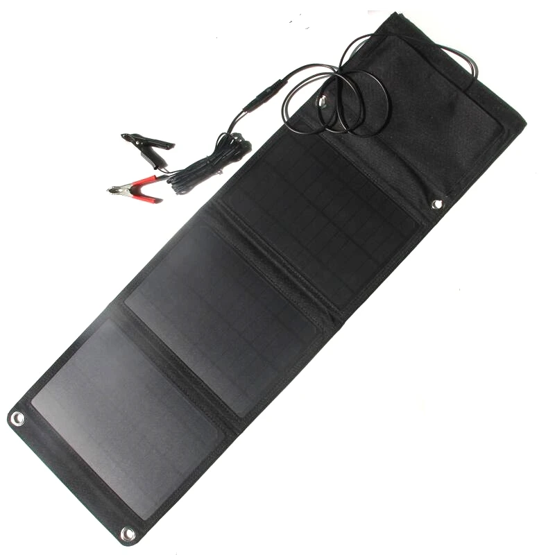 

High Quality 5V/18V 21W Solar Panel Charger Dual USB+DC Output Foldable Portable Solar Charger For iphone Power Bank 12V Battery