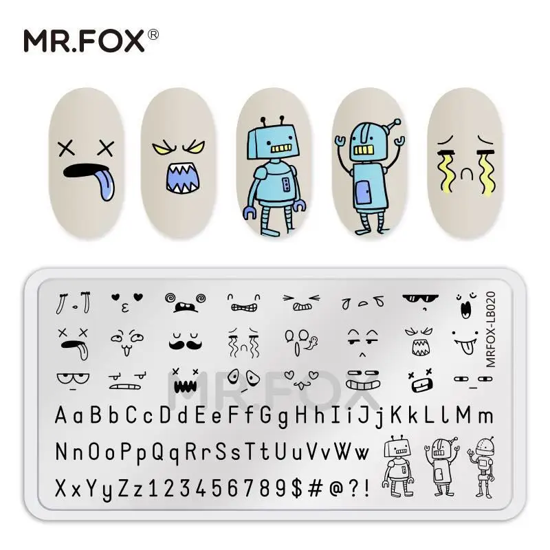 

Stamping Plate For Nail Rectangle Flower Butterfly Series Cute Robot English Letter 3D DIY Design Template Nail Manicure Stamp