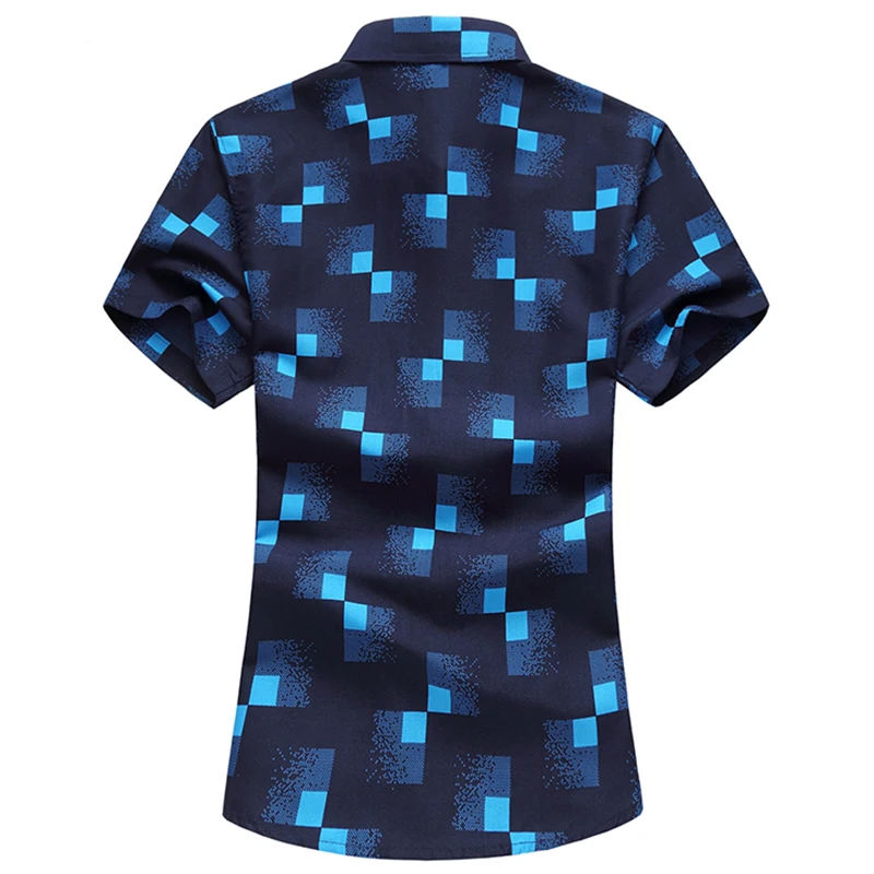 Navy And White Plaid Shirt Men Shirts 2018 New Summer Fashion Chemise Homme Mens Checkered Shirts Short Sleeve Shirt Men Blouse