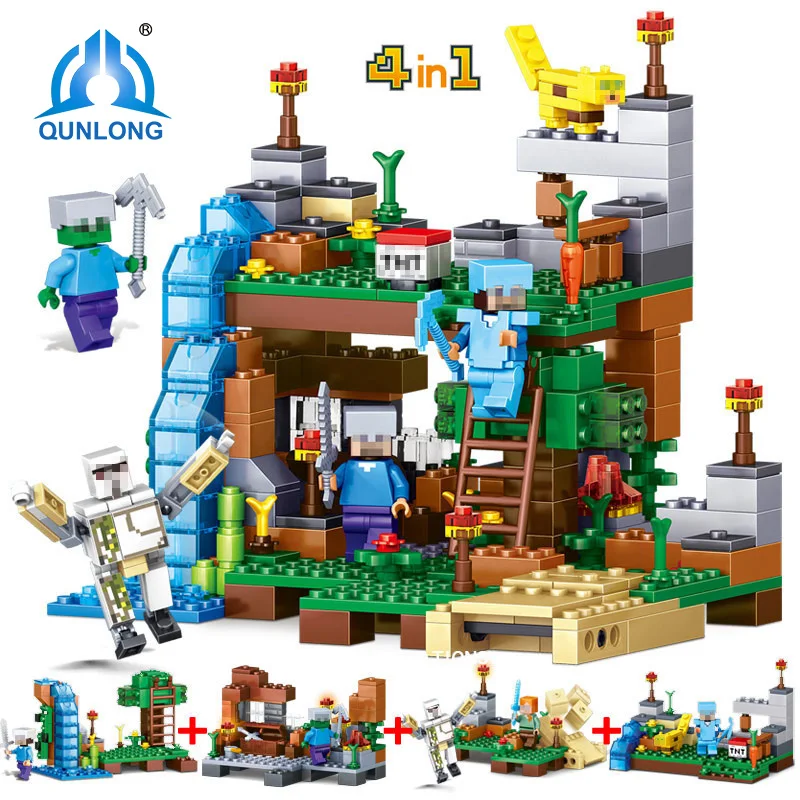378PCS Minecrafted City Figures Compatible Legoings Building Blocks 4 In 1 DIY Garden Bricks Toys Christmas