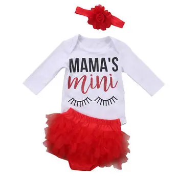 

US STOCK toddler Newborn Baby Girl printed letter Long Sleeve Romper Tops and Tutu Lace Shorts Outfit Clothes for baby girls