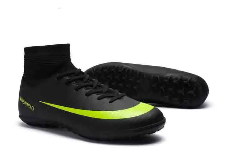 

Men Football Boots Soccer Cleats Boots Long Spikes IC Spikes Ankle High Top Sneakers Soft Indoor Turf Futsal Soccer Shoes Men
