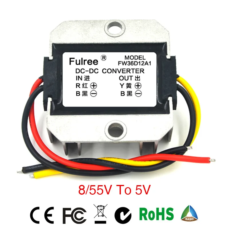 Водонепроницаемый конвертеры DC/DC понижающий 12/24/36/48V 5V 2A Управление автомобиля модуль автоматического защита Питание конвертер