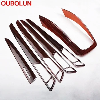 

OUBOLUN Interior Accessories ABS Plastic Wood Paint Front Gear Shif Panel Frame 4 Door Handle Trim For Audi Q5 2013-2016