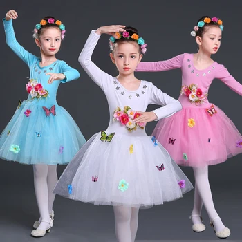 

SONGYUEXIA Children Ballet Modern Dance dress Thick And Disorderly Flower Skirt Fairy Party Performance Costumes Birthday gift
