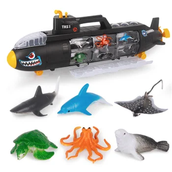 

Simulation Submarine Shark Head Shape Warship Assembly Marine Animals Toy Model Large Storage Space Children's Day Gift