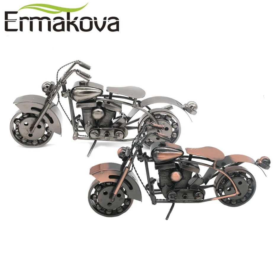 

ERMAKOVA 26cm(10.2")Vintage Metal Motorcycle Model Heavy Motor Figurine Iron Motorbike Prop Boy Gift Toy Home Office Decoration