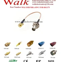 75 Ом SMB коаксиальный bnc-разъем женский rg179 кабель, прямой штекер BNC SMB rg179 кабель, SMB Мужской правый угол соединительный кабель с разъемом кабеля