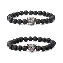 

Peace bracelet Aussie animal frosted volcanic stone bracelet good friend charm gift natural stone handmade black beads elastic