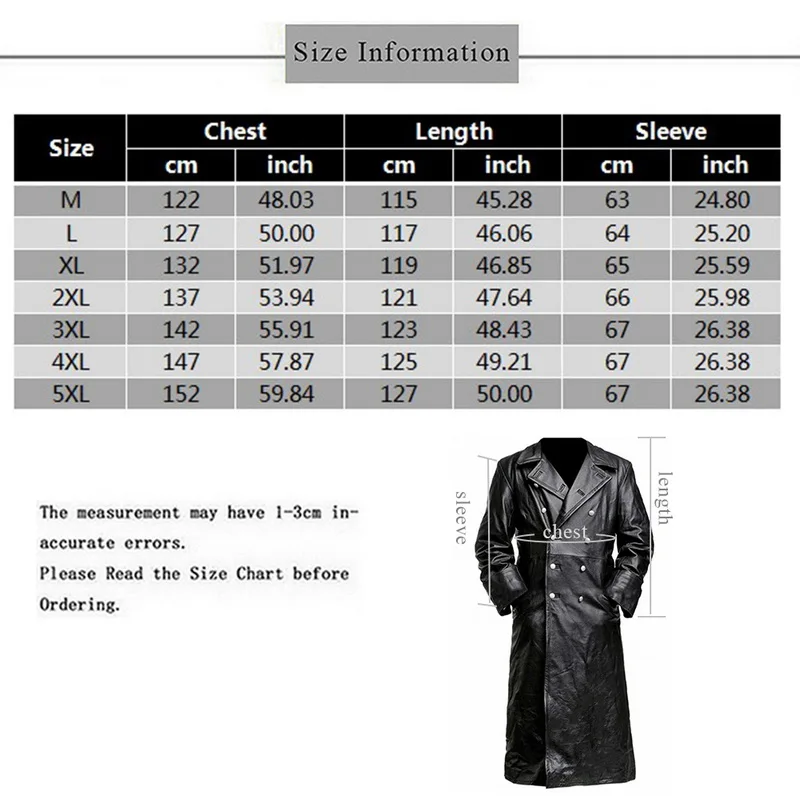 Oeak Men Vintage Long Leather Jacket Black Punk PU Outwear Retro Gothic Long Jacket Double-breasted Classic Leather Coat