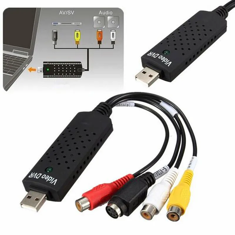 USB Video Capture Adapter TV DVD VHS Captura de v deo Card Audio AV for Computer TV Camera USB 2.0 Easiercap DC60 UTV007 USB Video Capture Adapter TV DVD VHS Captura de v deo Card Audio AV for Computer TV Camera USB 2.0 Easiercap DC60 UTV007