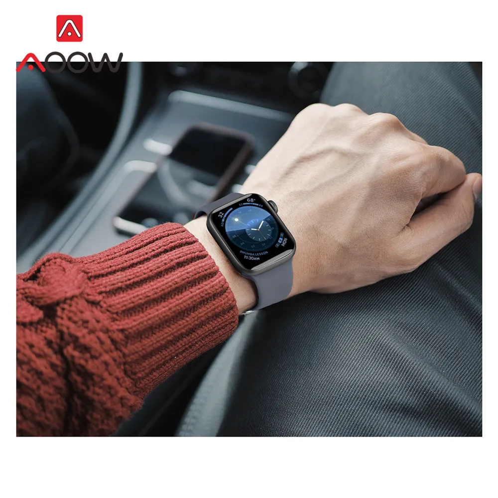 Ремешок силиконовый спортивный для Apple Watch 4 40 мм 44 38 42 водонепроницаемый сменный