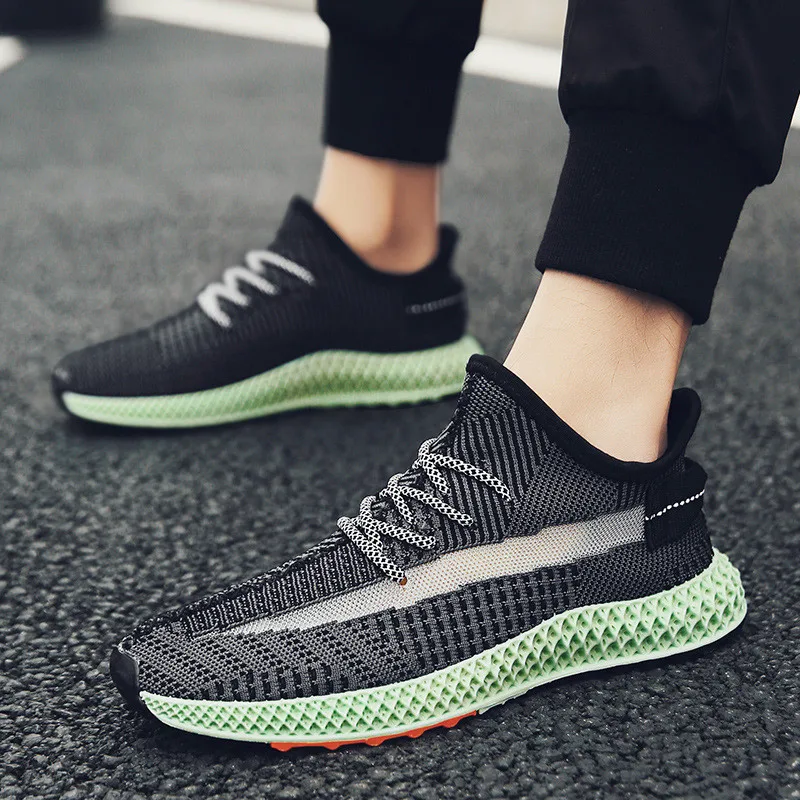 Men's Casual Shoes fish Pattern Knit Sneakers Comfortable Ultra Light Walking Shoes Outdoor Breathable Tennis Shoes Men