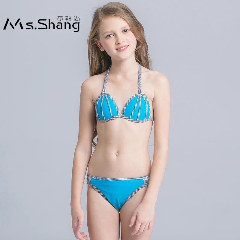 frequentie Assert Fictief 2019 Kind Meisje Bikini Halter Top Driehoek Badpak Kids Tiener Tweedelige  Kinderen Badmode Blauw Begrensd Meisje Zwemkleding| | - AliExpress