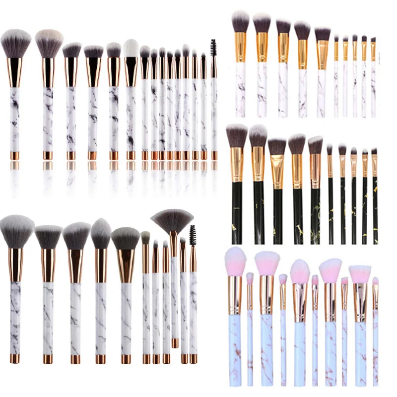 

10/15pcs Marble Makeup Brushes Set Foundation Brush Powder Contour Blush Face Blender Brushes Kit Marbleised Pinceaux Yeux