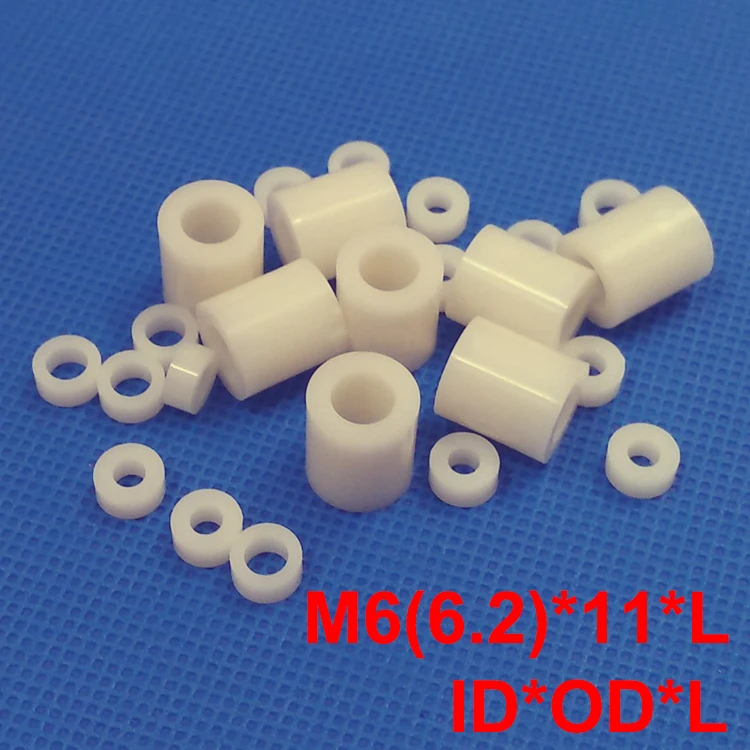 500 шт. M6 6 2*11*10 2x11x10 2*11*12 2x11x12 ID * OD L ABS Пластик нейлон круглые колонки изоляции