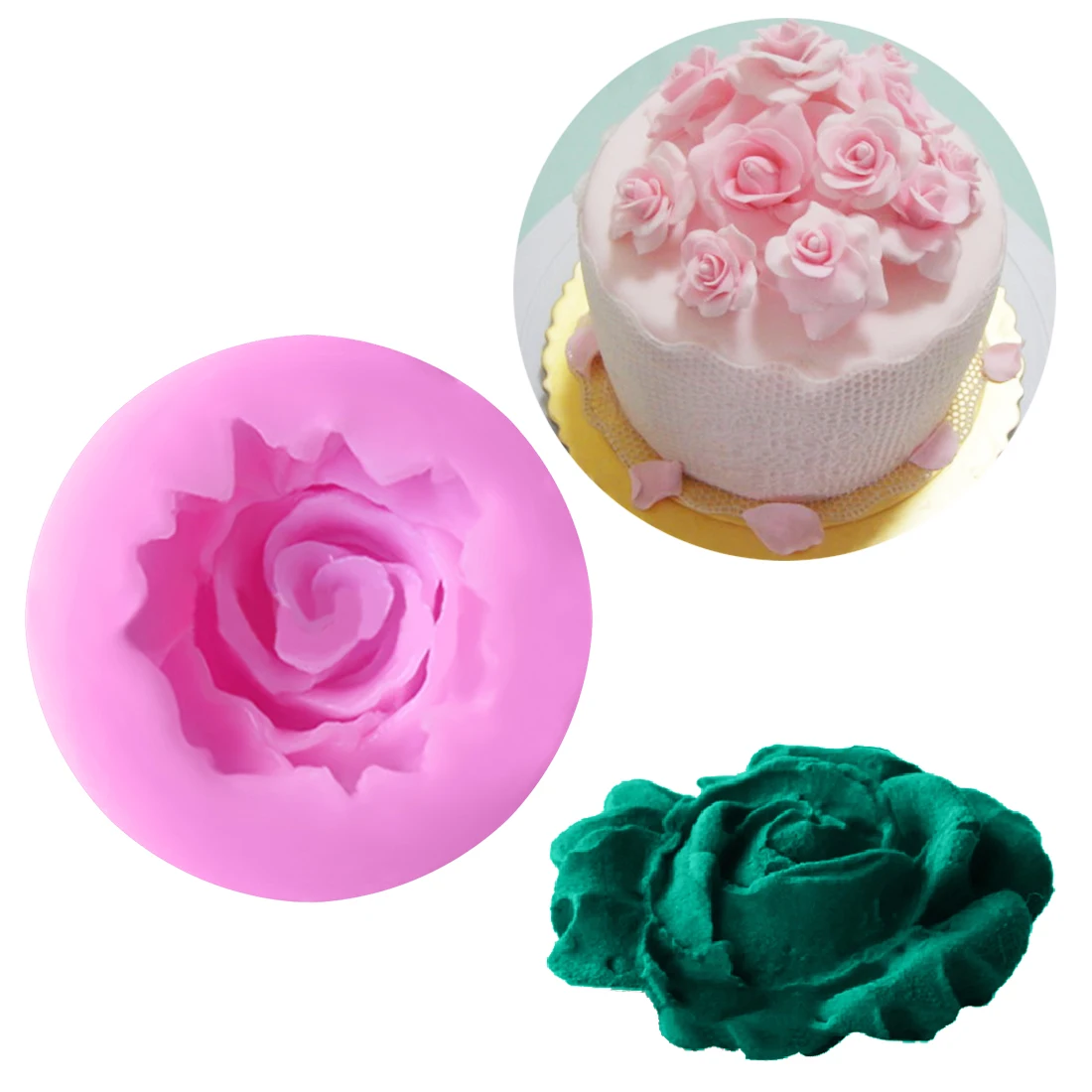 

Fondant Molds 1PC Silicone Cake Mold 3D Rose Flower Shape Chocolate Soap Moulds Cake Stencils DIY Kitchen Baking Tools