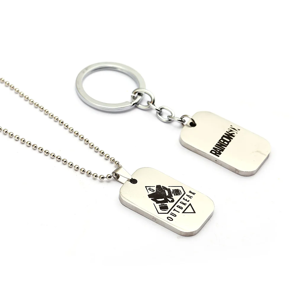 

Game Rainbow 6 Siege Key Chains Pendant Dog Tag Jewelry Jager Glaz Keychain Necklace Stainless Keyring Holder Porte Clef Gifts