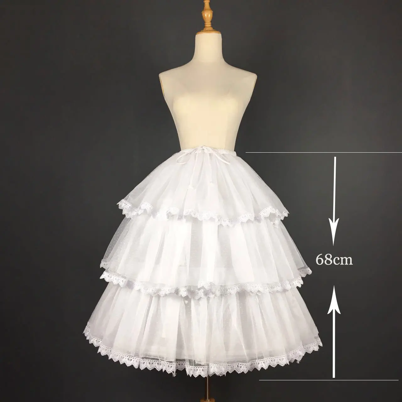Sweet Short Convertible Rockability Petticoat Lace Trimmed A line/Ball Gown petticoat skirt Lolita Pettiskirt
