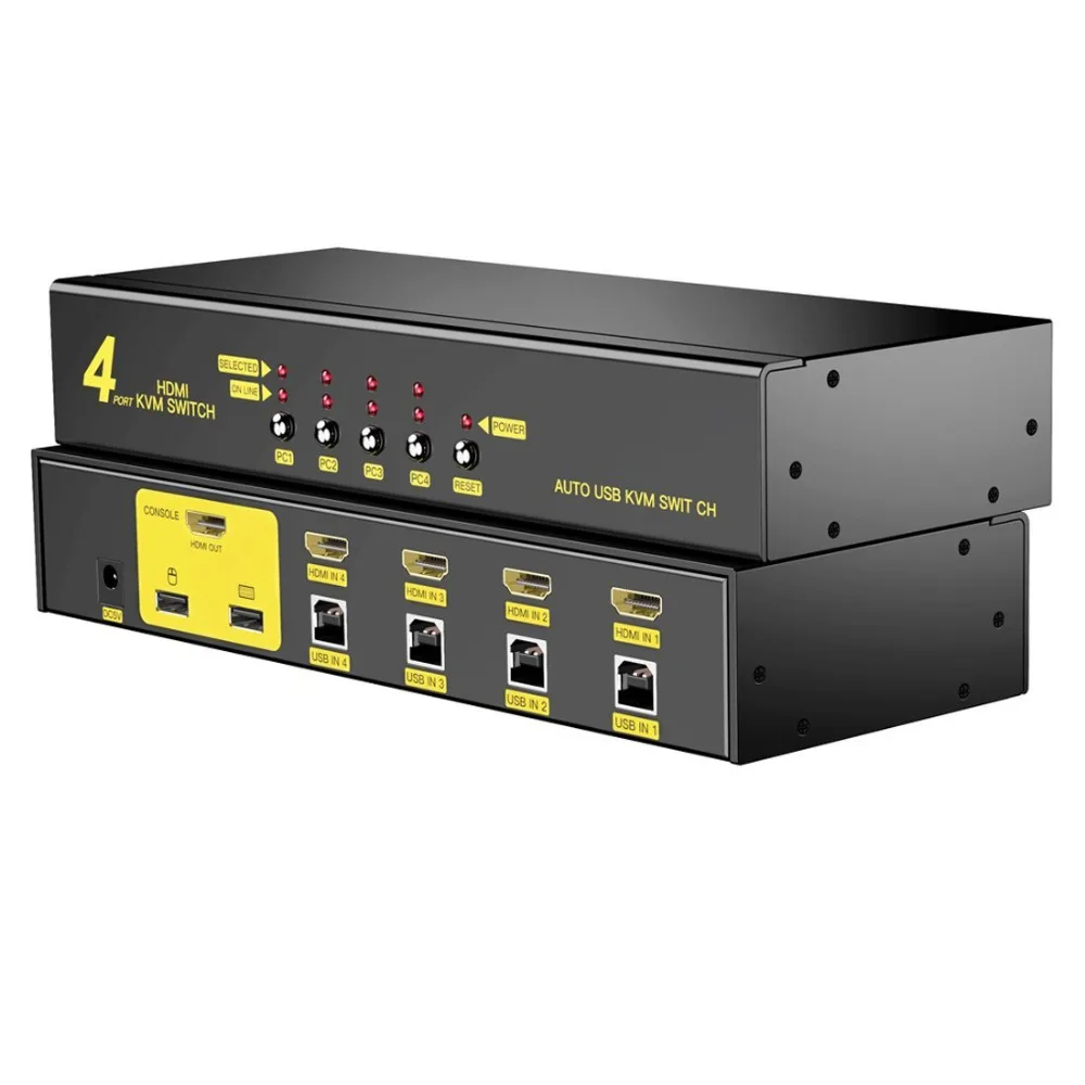 PUZHIJIE HDMI KVM переключатель 4 порта USB 1080P Кнопка поддержки горячий ключ и