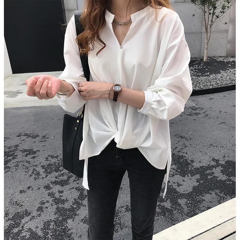 

New Pattern Women's Clothing Plus Size Concise Chiffon Shirt Casual Long Sleeve White Shirt Female Sark Loose Blouses Tops