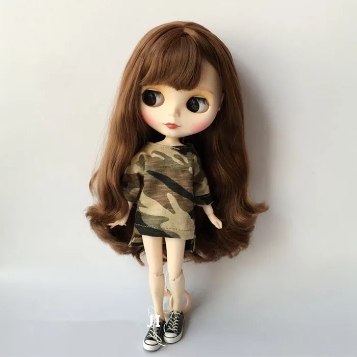 30cm Blyth Long t-Shirt Camouflage Clothes Fit blyth,pullip,azone,kurhn,1/6 Doll accessories clothing for barbie