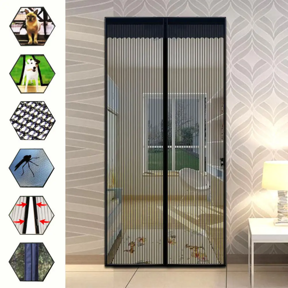 

100x210cm Door Curtain Moustiquaire Fenetre Magnetic Hands-Free Anti Mosquito Bug Fly Instant Mesh Screen Net Easy install Hot