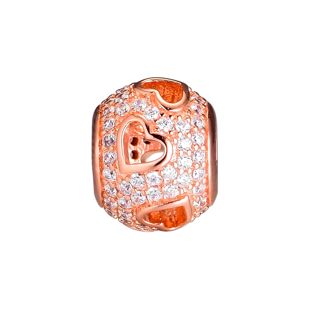 

CKK Beads Charms Rose Gold Tumbling Hearts Silver 925 Original Fits Pandora Bracelet Sterling Silver Jewelry Making Charm Bead