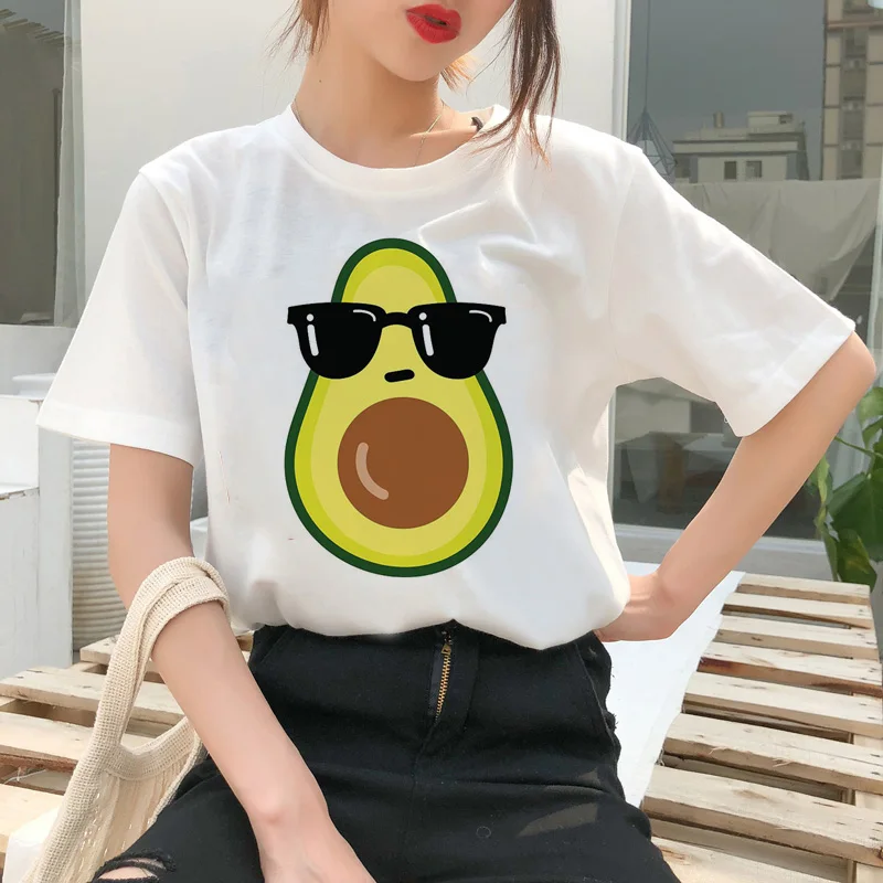 Авокадо веган мультфильм Милая женская футболка маленький свежий топ с короткими рукавами Женская Повседневная футболка Ullzang Футболка