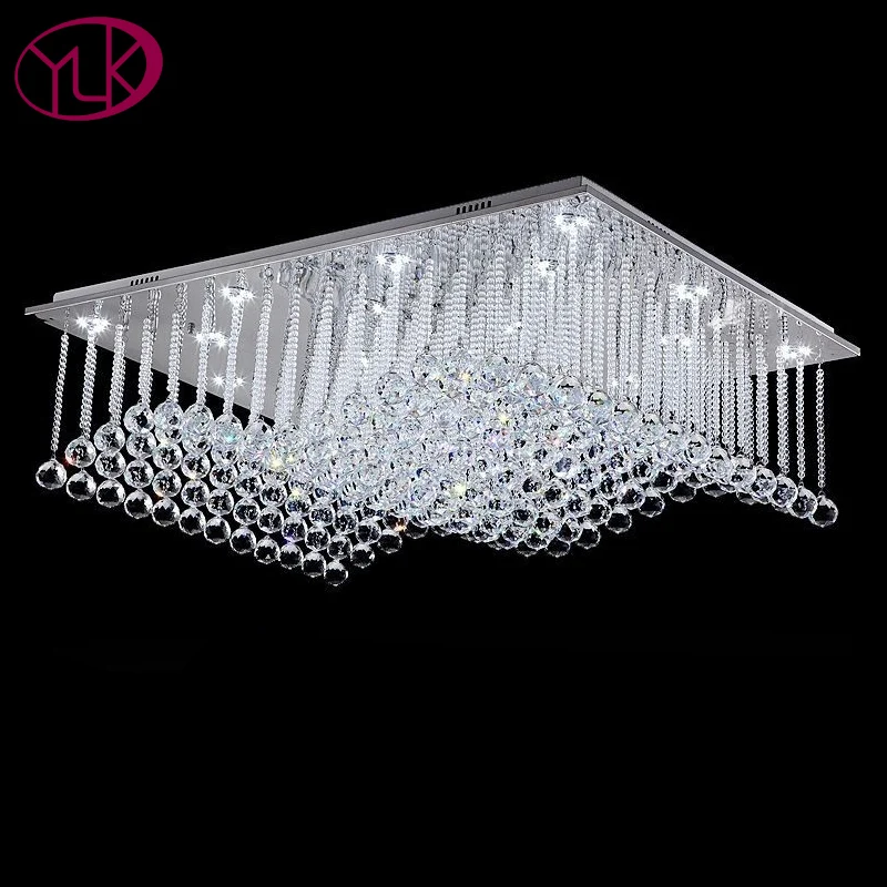 

Youlaike Modern Crystal Ceiling Lights Rectangle Surface Mounted Foyer LED Crystal Ceiling Lamp Home Lighting Fixture