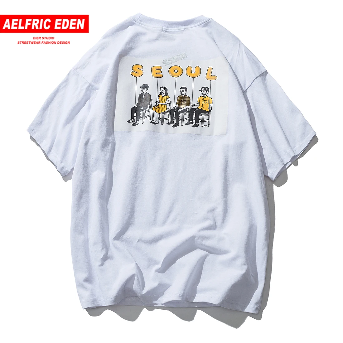 

Aelfric Eden High Street Harajuku Tshirt Cute Characters Printed Short Sleeve Tops Tees O-neck Cotton Streetwear Men T Shirt