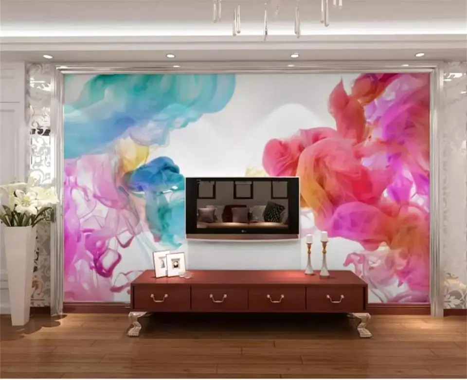 

custom 3d photo wallpaper mural living room sofa TV background colourful flowers in water painting picture wallpaper for wall 3d