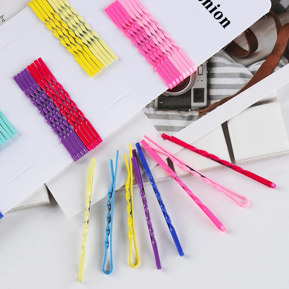 

40Pcs/50Pcs Candy Color Hairpin Wave Barrette Spiral Side Clip Bobby Pin Baby Kids Girls Multicolor Hair Pins Hair Accessories