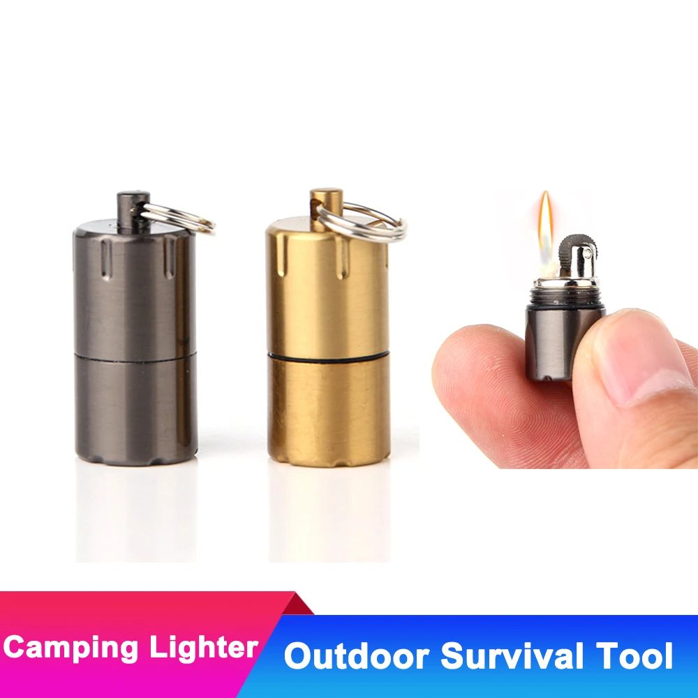 

Mini Compact Kerosene Oil Lighter Inflated Capsule Gasoline Lighter Camping Outdoor Survival Tool Keychain Fire Starter
