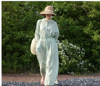 

New products listed in the summer of 2018, 100% of the original design of high-end loose big yards of ramie women dress