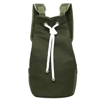 

2018 Casual Men Canvas Backpack Large Capacity Barrel Backpack Army Green String Drawstring Daypack for Men Back Pack Backpacks