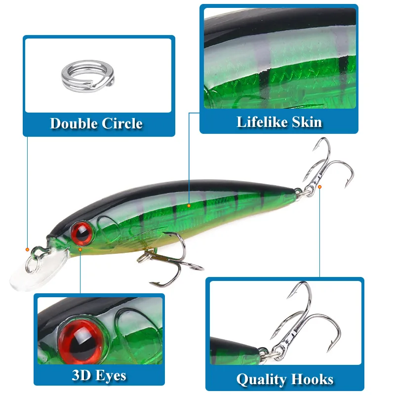 New Fishing Lure Minnow Bait 11cm/12.4g Hard Lure Artificial Bionic Bait Plastic Hard Bait Outdoor Fishing Tackle jooyoo