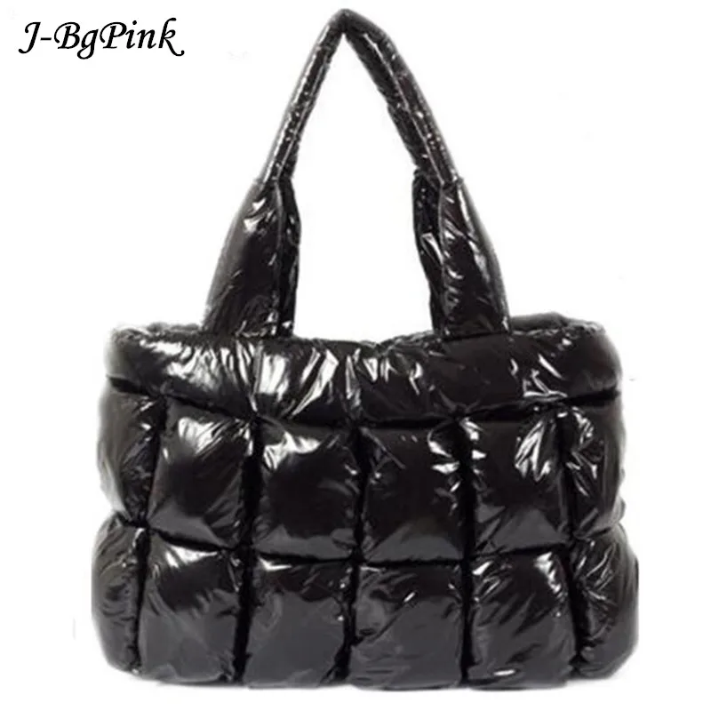 

J-BG PinK Winter Single Shoulder Tote Women Space Pad Cotton Feather Down Bag Bucket Handbag sac a main carteira Bolsa Feminina