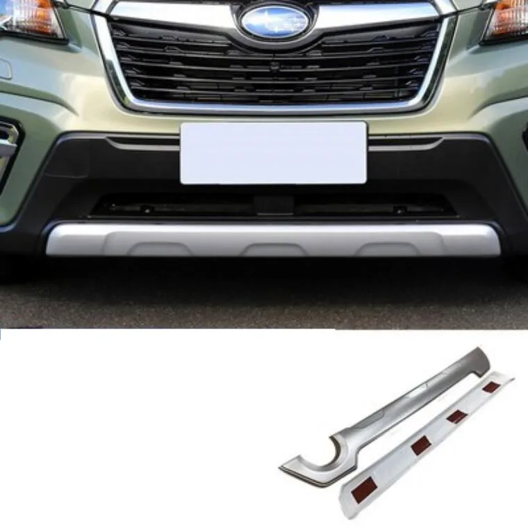 

2pcs/Set ABS Chrome Car Front+Rear Bumpers Spoiler Lip Protector Guard Skid Plate Fits For Subaru Forester 2019 2020