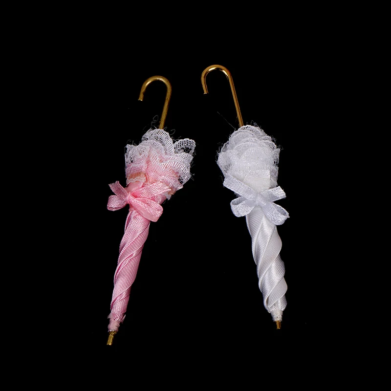 

New Mini Doll House Accessories Pretty fine Gifts Dollhouse Miniature Royal Lady Lace Umbrella Decoration 8.5cm