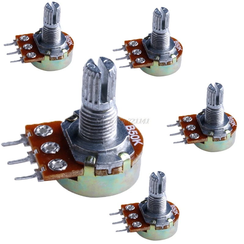 

5Pcs 50K 15mm ohm Linear Taper Rotary Potentiometer Panel Pot
