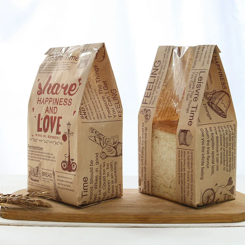 50 шт творческие крафт Бумага сумка тостов мешки для упаковки печенья конфеты Печенье Хлеб гайки закуски мешок выпечки Упаковка, подарочные пакеты - Цвет: H