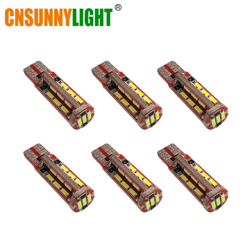 CNSUNNY светильник 6 шт. светодиодный автомобильный s T10 168 192 4014 W5W 27SMD CANBUS без ошибок
