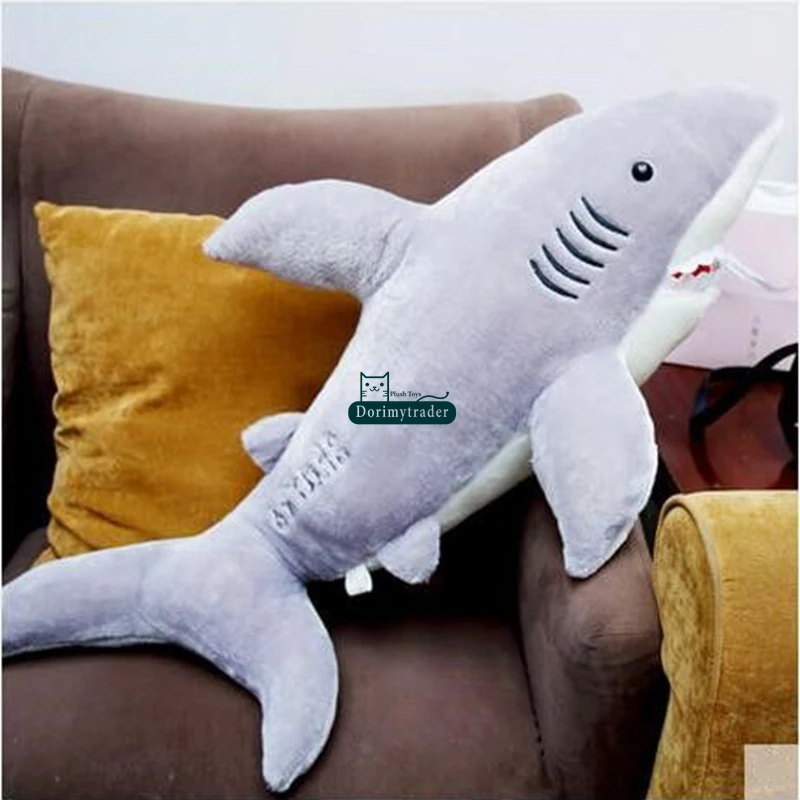 Dorimytrader Hot Large 63inches Emulational Animal Shark Plush Toy 160cm Jumbo Soft Stuffed Lifelike Sharks Kids and Adults Play Doll Sleeping Pillow DY61620(8)